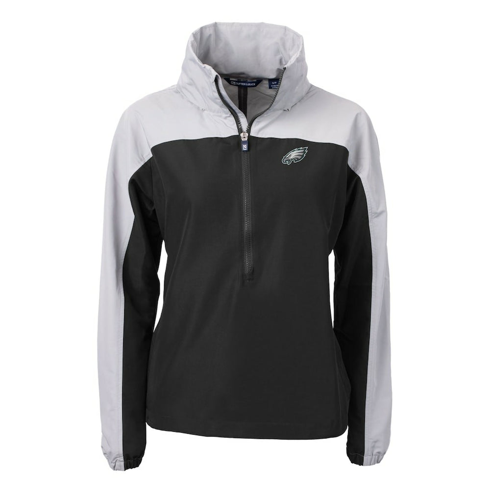 Philadelphia Eagles  Cutter & Buck Women's Charter Eco Recycled Half-Zip Hooded Anorak Jacket