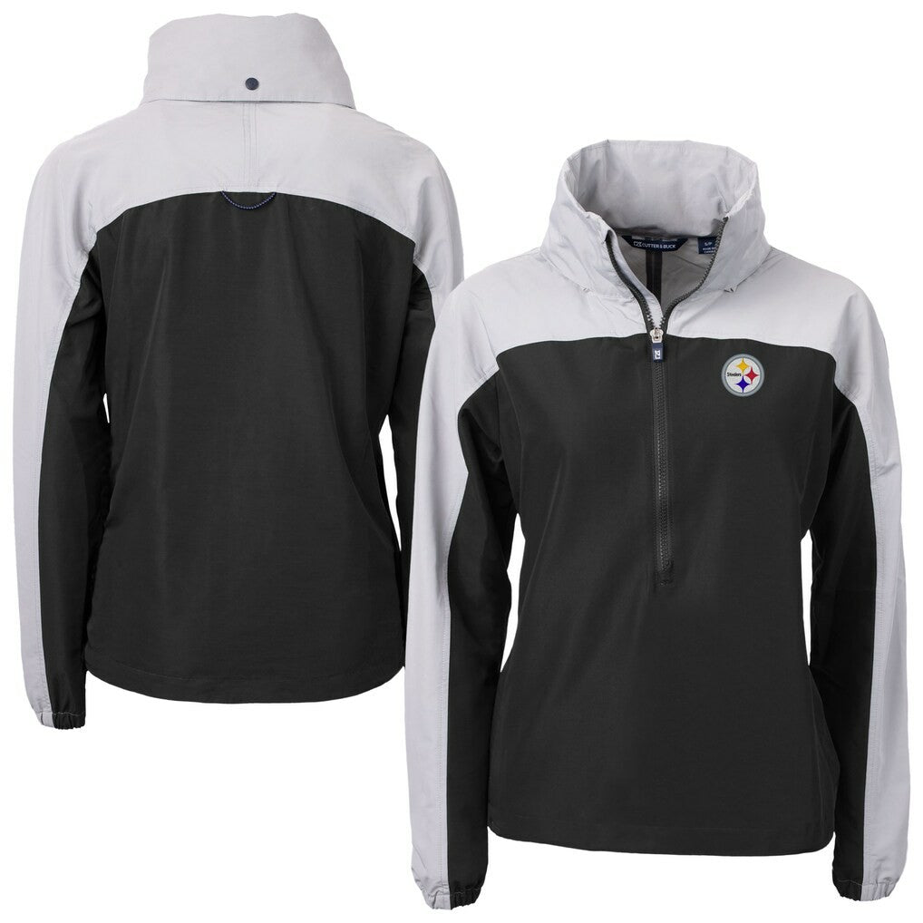Pittsburgh Steelers  Cutter & Buck Women's Charter Eco Recycled Half-Zip Hooded Anorak Jacket