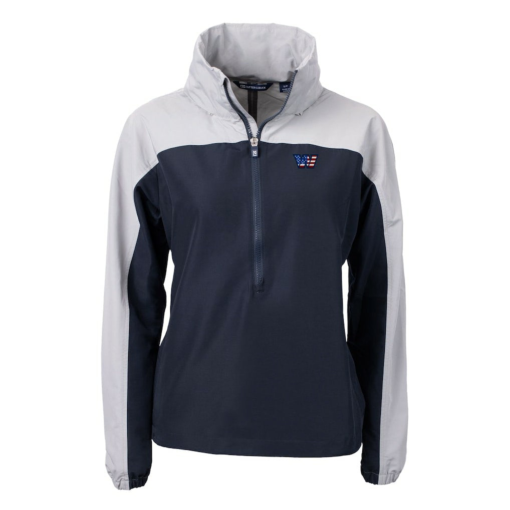 Washington Commanders  Cutter & Buck Women's Charter Eco Recycled Half-Zip Hooded Anorak Jacket