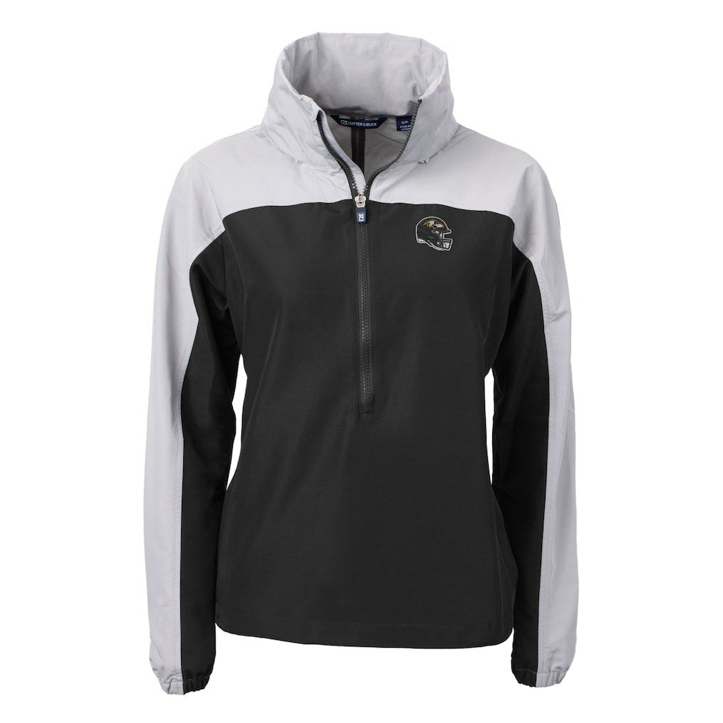 Baltimore Ravens  Cutter & Buck Women's Charter Eco Recycled Half-Zip Hooded Anorak Jacket