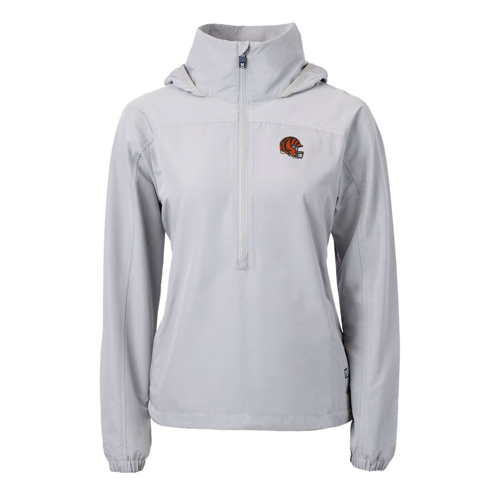 Cincinnati Bengals  Cutter & Buck Women's Charter Eco Recycled Half-Zip Hooded Anorak Jacket