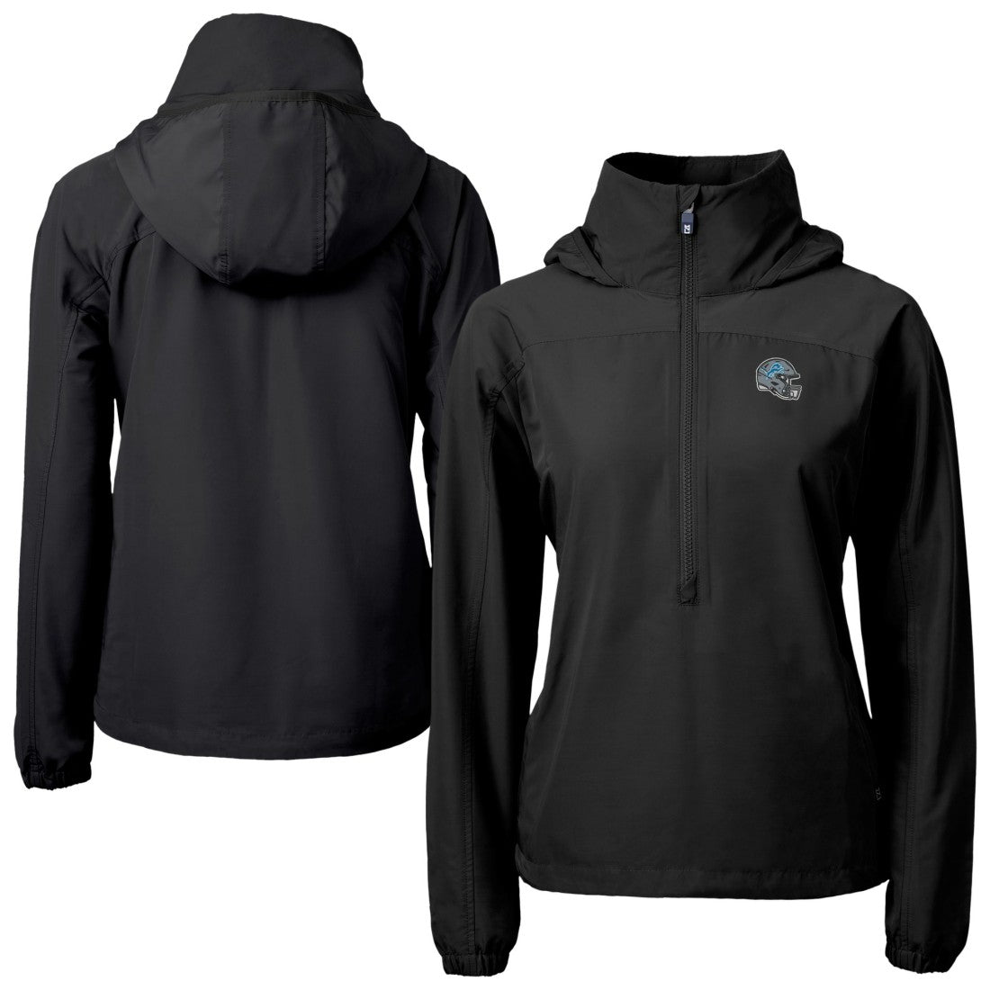 Detroit Lions  Cutter & Buck Women's Charter Eco Recycled Half-Zip Hooded Anorak Jacket