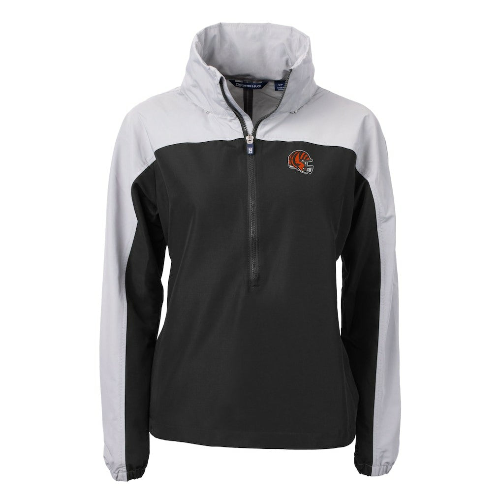 Cincinnati Bengals  Cutter & Buck Women's Charter Eco Recycled Half-Zip Hooded Anorak Jacket