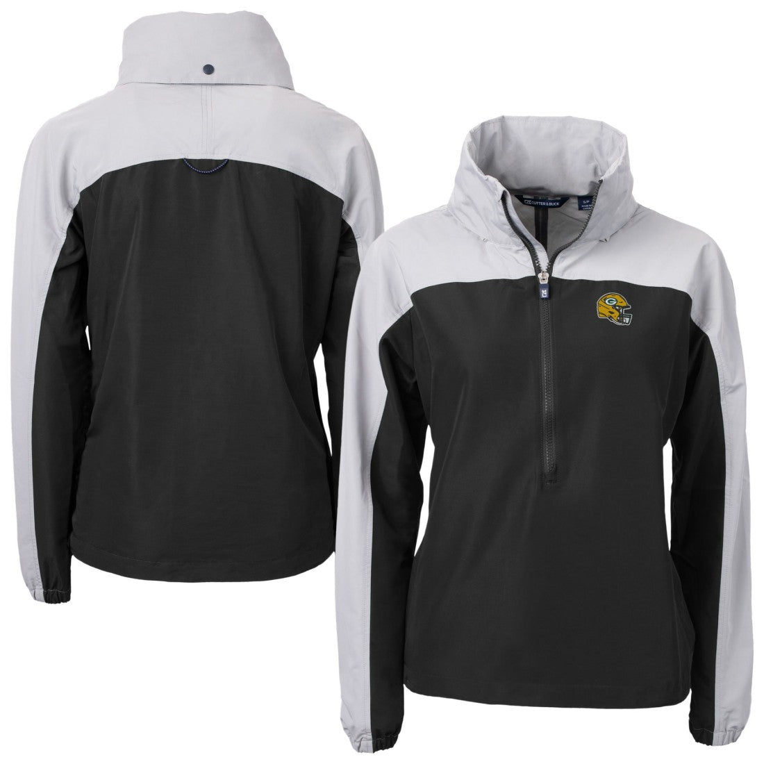 Green Bay Packers  Cutter & Buck Women's Charter Eco Recycled Half-Zip Hooded Anorak Jacket