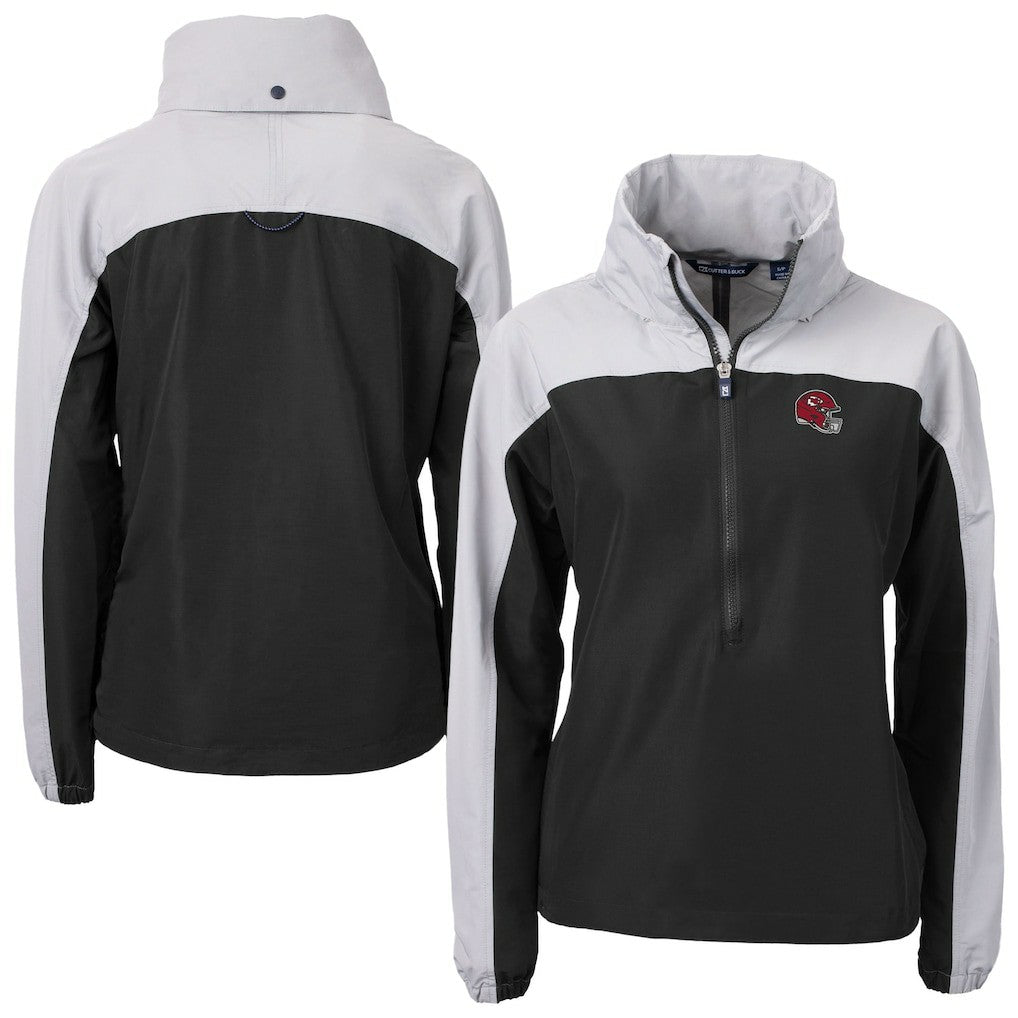 Kansas City Chiefs  Cutter & Buck Women's Charter Eco Recycled Half-Zip Hooded Anorak Jacket