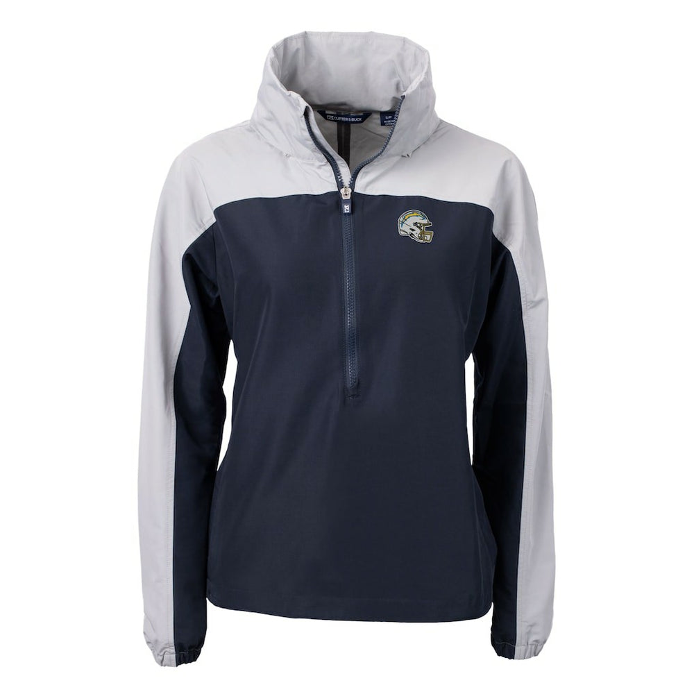 Los Angeles Chargers  Cutter & Buck Women's Charter Eco Recycled Half-Zip Hooded Anorak Jacket