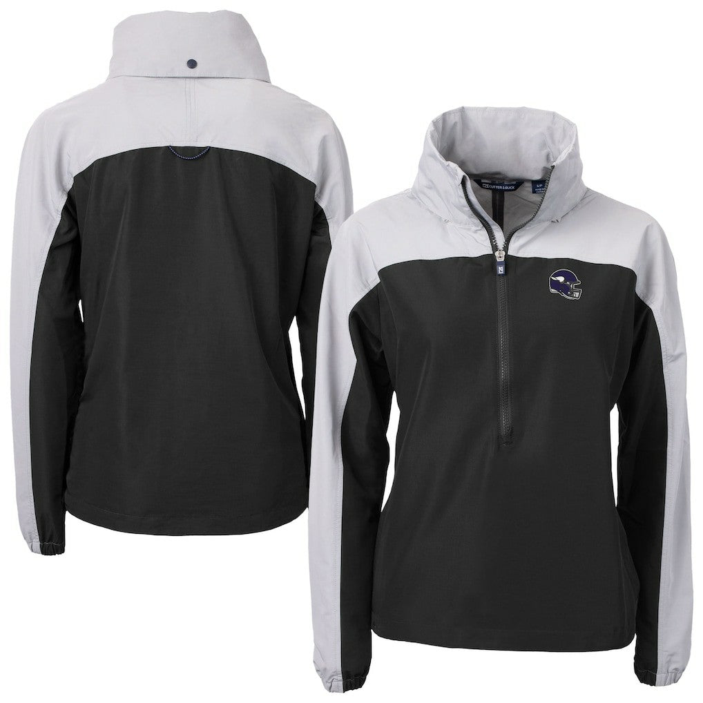 Minnesota Vikings  Cutter & Buck Women's Charter Eco Recycled Half-Zip Hooded Anorak Jacket