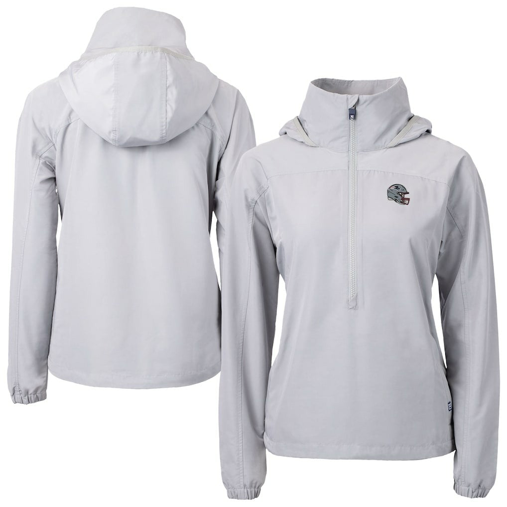 New England Patriots  Cutter & Buck Women's Charter Eco Recycled Half-Zip Hooded Anorak Jacket