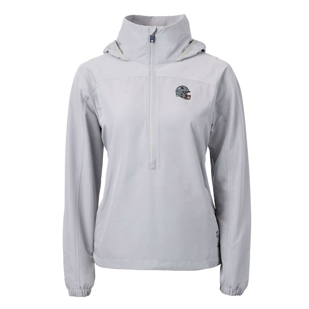 New England Patriots  Cutter & Buck Women's Charter Eco Recycled Half-Zip Hooded Anorak Jacket