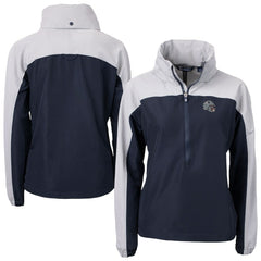 New England Patriots  Cutter & Buck Women's Charter Eco Recycled Half-Zip Hooded Anorak Jacket