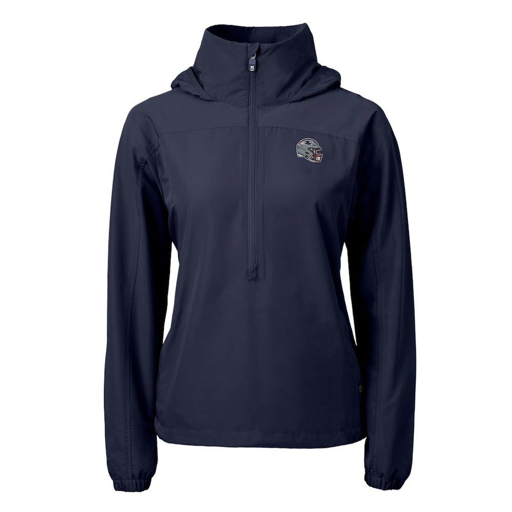 New England Patriots  Cutter & Buck Women's Charter Eco Recycled Half-Zip Hooded Anorak Jacket