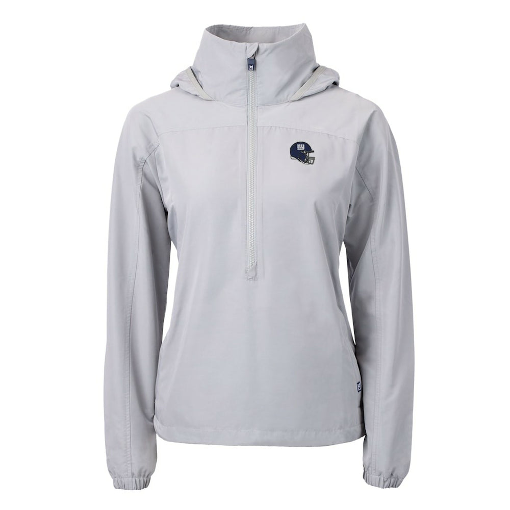 New York Giants  Cutter & Buck Women's Charter Eco Recycled Half-Zip Hooded Anorak Jacket