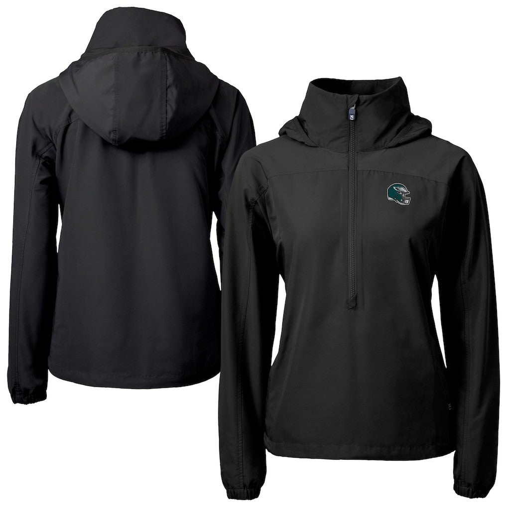 Philadelphia Eagles  Cutter & Buck Women's Charter Eco Recycled Half-Zip Hooded Anorak Jacket