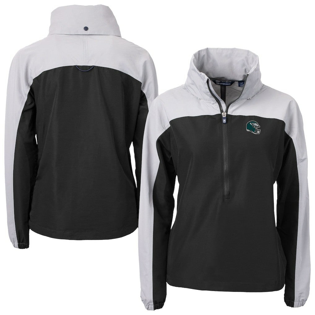 Philadelphia Eagles  Cutter & Buck Women's Charter Eco Recycled Half-Zip Hooded Anorak Jacket