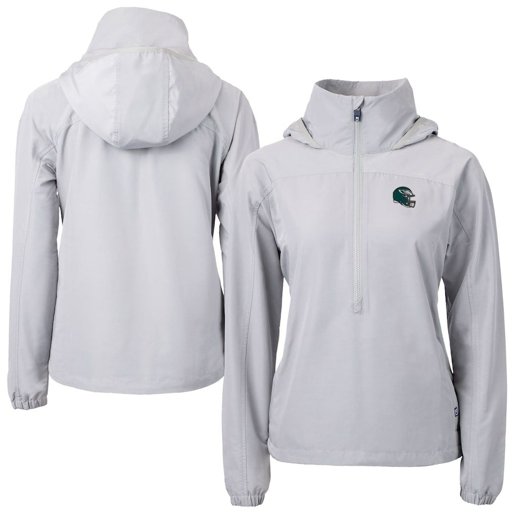 Philadelphia Eagles  Cutter & Buck Women's Charter Eco Recycled Half-Zip Hooded Anorak Jacket