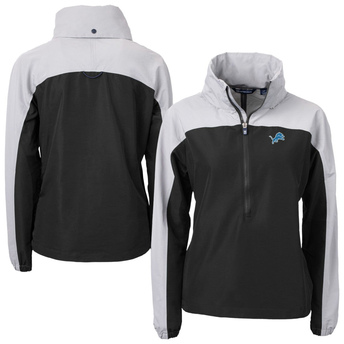 Detroit Lions  Cutter & Buck Women's Charter Eco Recycled Half-Zip Hooded Anorak Jacket