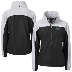 Detroit Lions  Cutter & Buck Women's Charter Eco Recycled Half-Zip Hooded Anorak Jacket