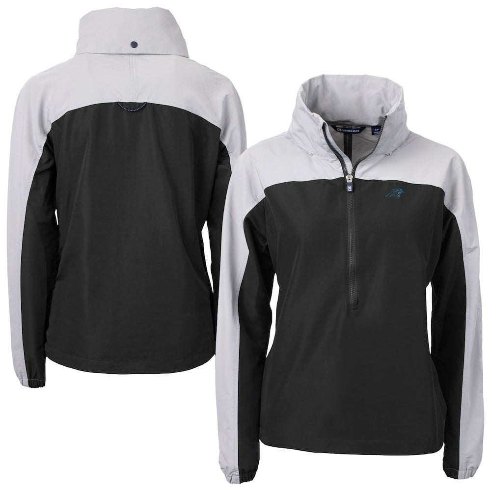 Carolina Panthers  Cutter & Buck Women's Charter Eco Recycled Half-Zip Hooded Anorak Jacket