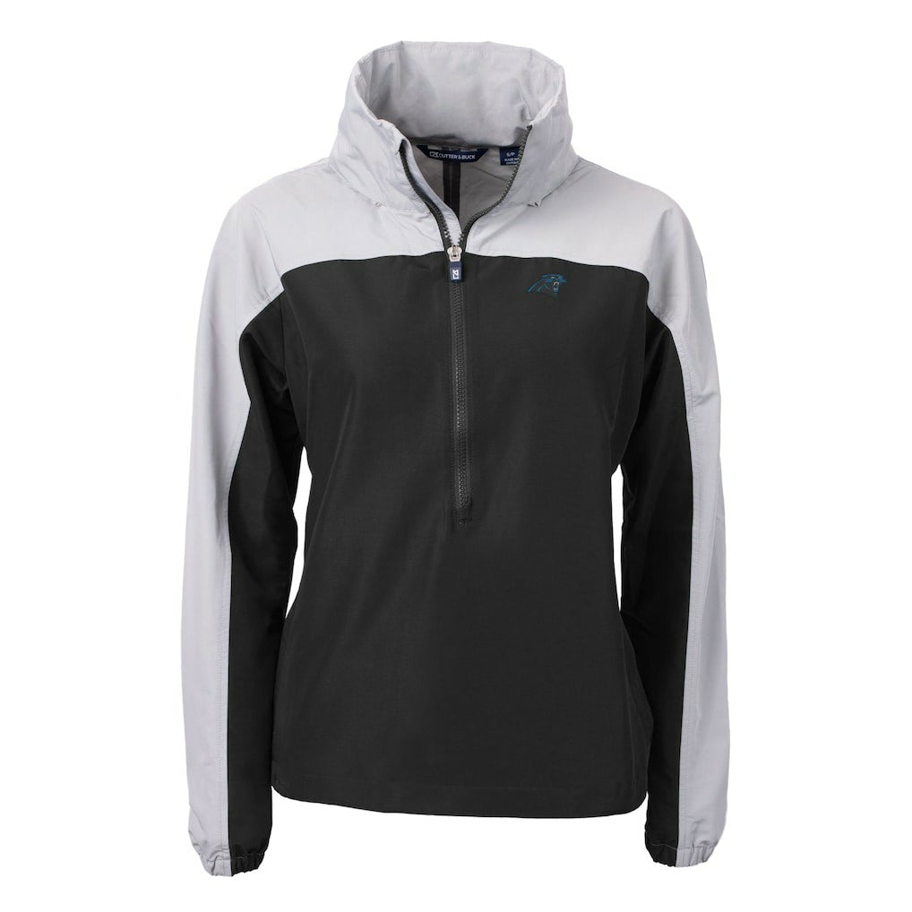 Carolina Panthers  Cutter & Buck Women's Charter Eco Recycled Half-Zip Hooded Anorak Jacket