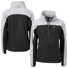 Cincinnati Bengals  Cutter & Buck Women's Charter Eco Recycled Half-Zip Hooded Anorak Jacket