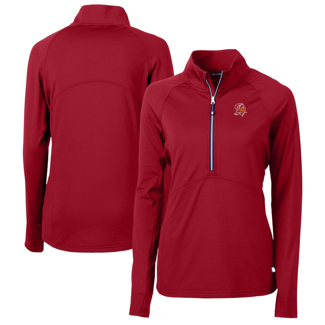 Tampa Bay Buccaneers  Cutter & Buck Women's Historical Adapt Eco Knit Stretch Recycled Raglan Half-Zip Top