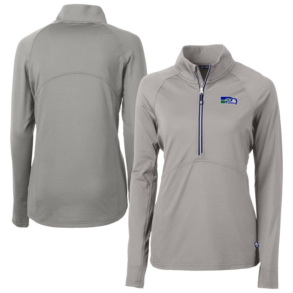 Seattle Seahawks  Cutter & Buck Women's Historical Adapt Eco Knit Stretch Recycled Raglan Half-Zip Top