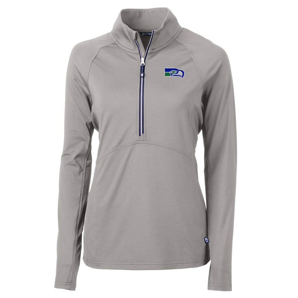 Seattle Seahawks  Cutter & Buck Women's Historical Adapt Eco Knit Stretch Recycled Raglan Half-Zip Top