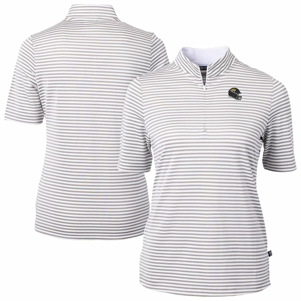 Jacksonville Jaguars  Cutter & Buck Women's Virtue Eco Pique Stripe Recycled Quarter-Zip Top