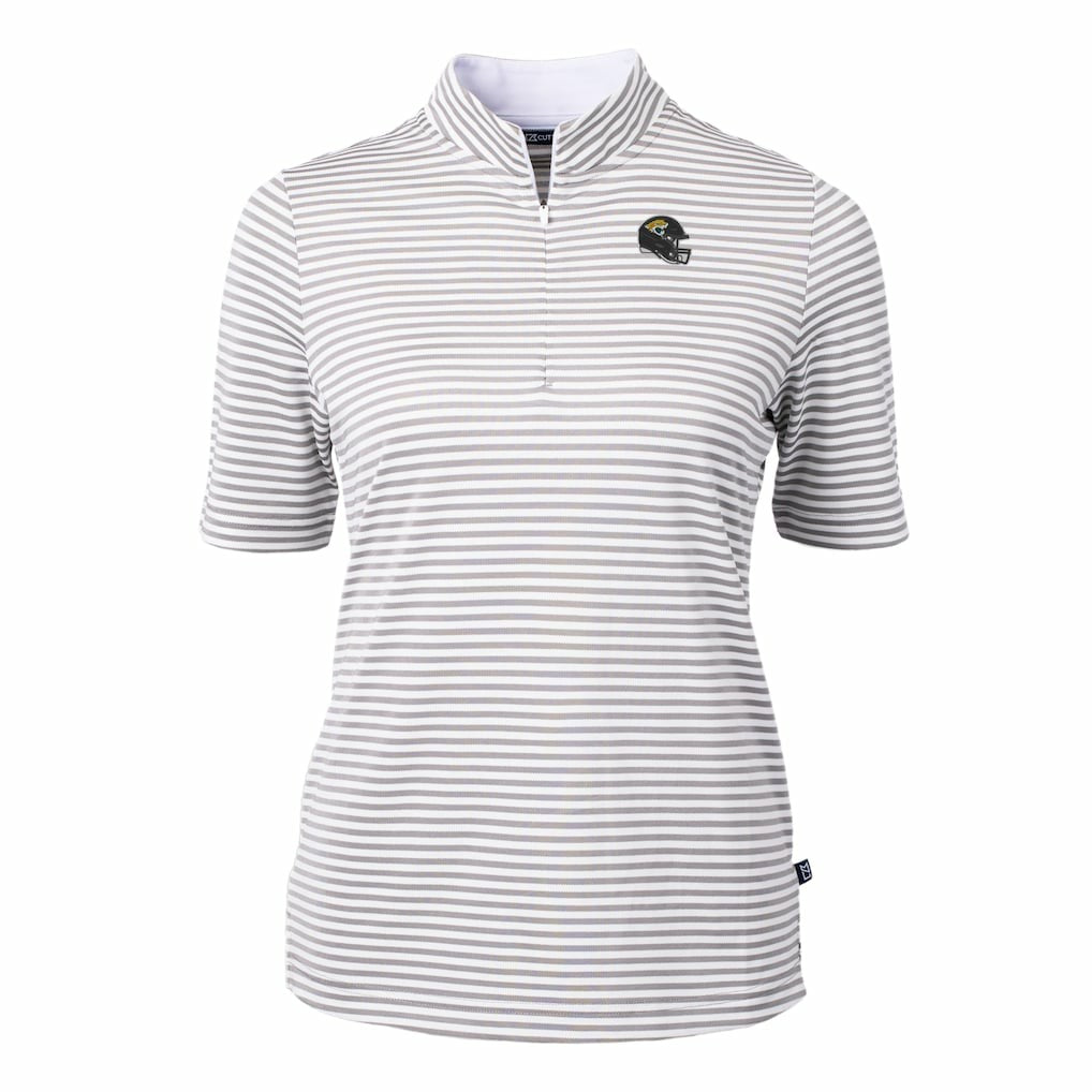 Jacksonville Jaguars  Cutter & Buck Women's Virtue Eco Pique Stripe Recycled Quarter-Zip Top