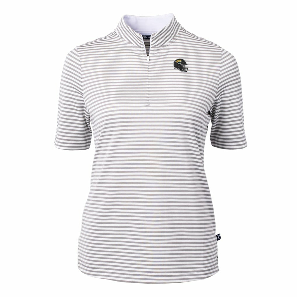 Jacksonville Jaguars  Cutter & Buck Women's Virtue Eco Pique Stripe Recycled Quarter-Zip Top