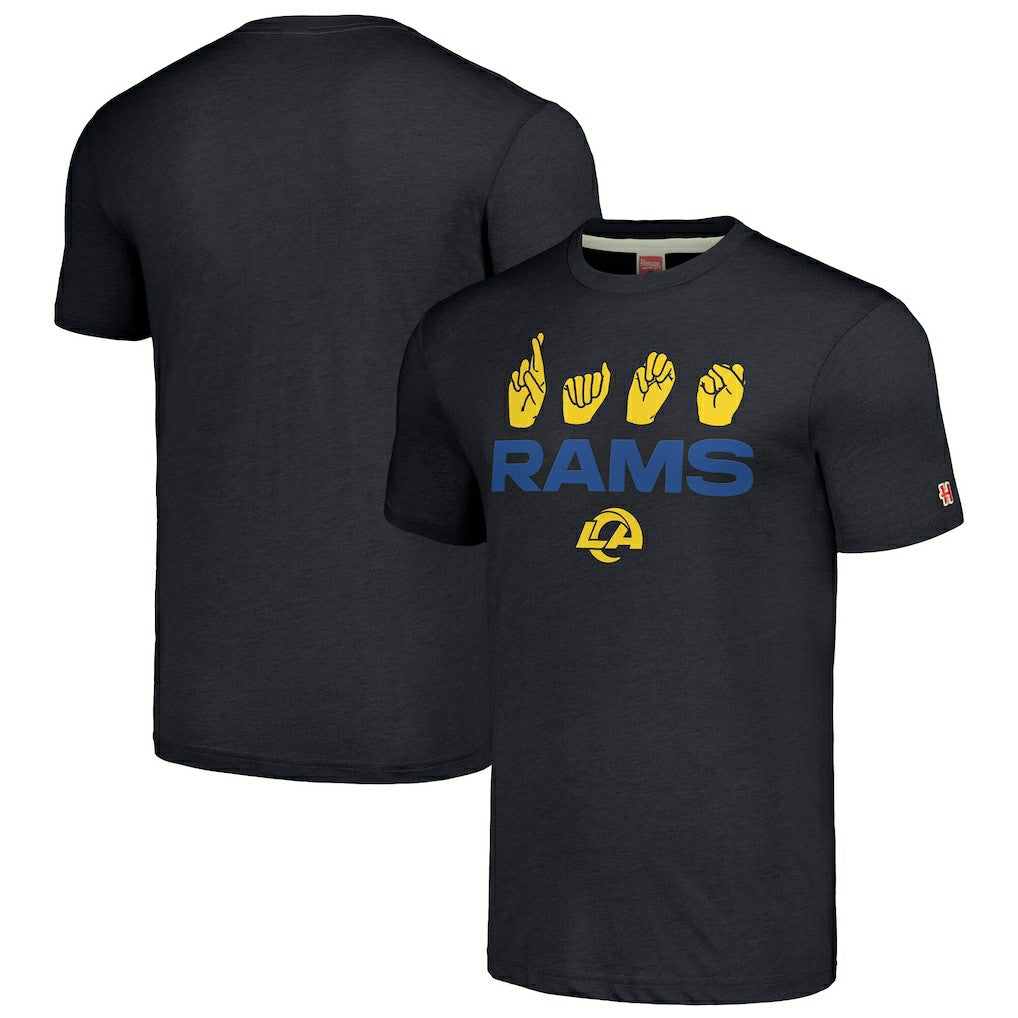 Los Angeles Rams  Homage Unisex The NFL ASL Collection by Love Sign American Sign Language T-Shirt