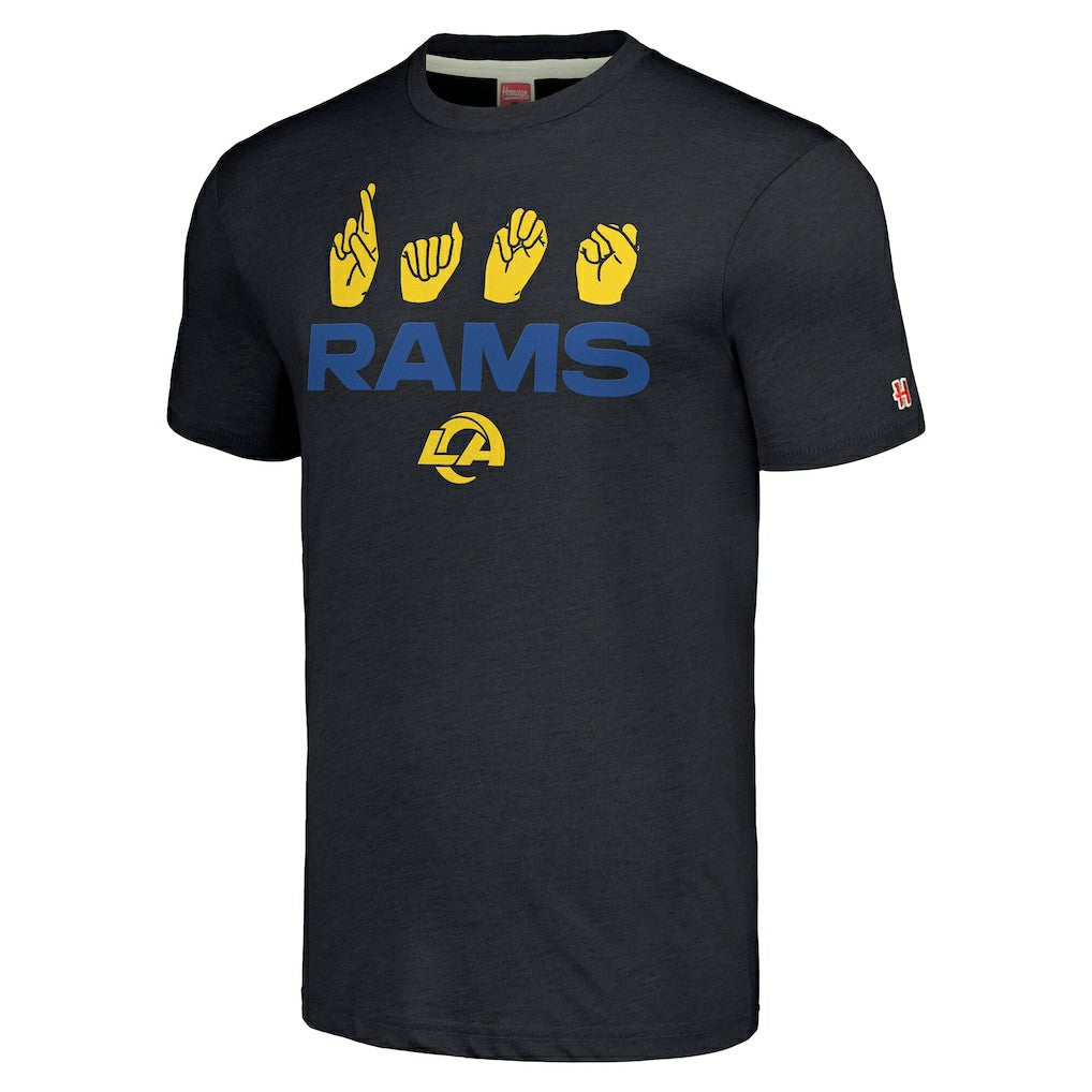 Los Angeles Rams  Homage Unisex The NFL ASL Collection by Love Sign American Sign Language T-Shirt