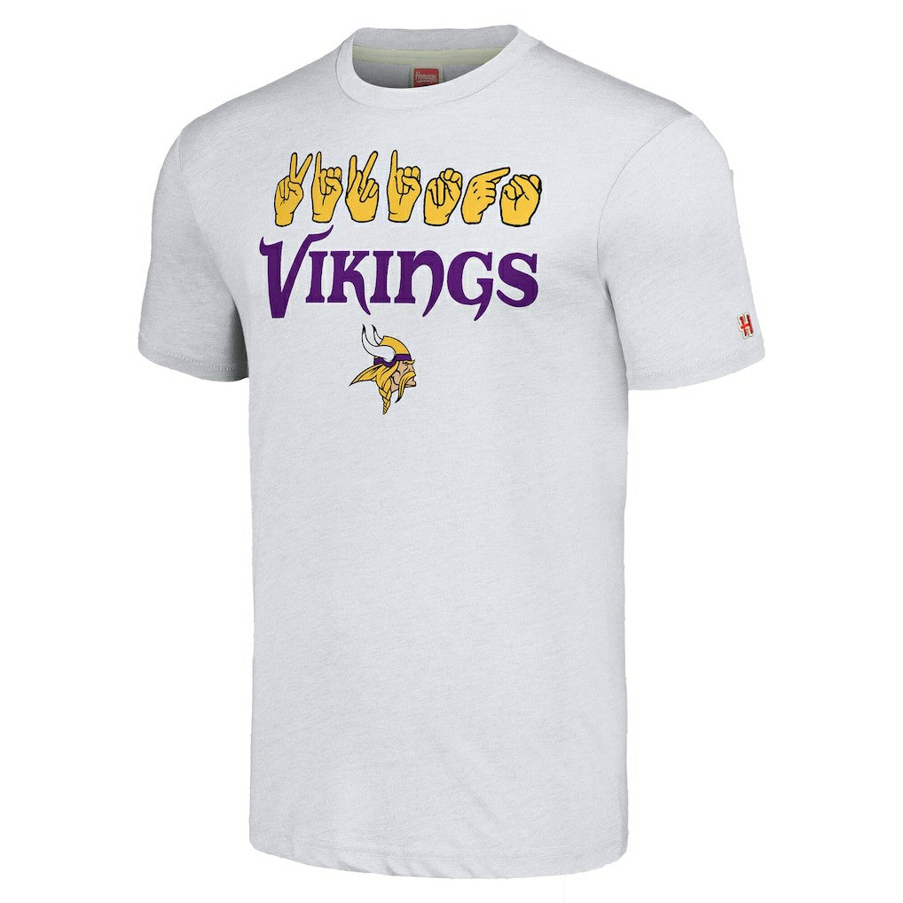 Minnesota Vikings  Homage Unisex The NFL ASL Collection by Love Sign American Sign Language T-Shirt