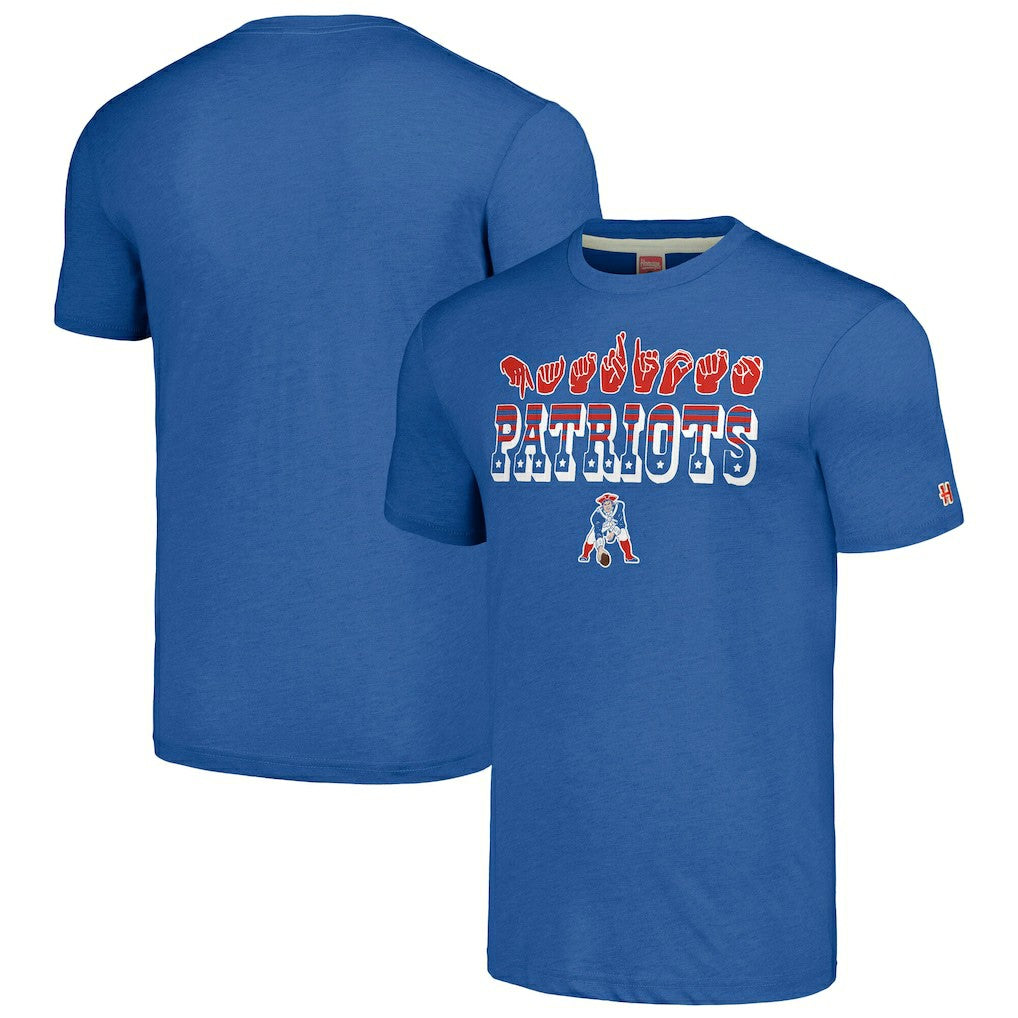 New England Patriots  Homage Unisex The NFL ASL Collection by Love Sign American Sign Language T-Shirt