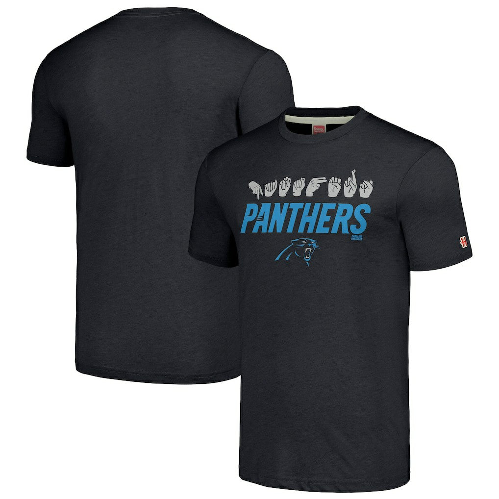 Carolina Panthers  Homage Unisex The NFL ASL Collection by Love Sign American Sign Language T-Shirt