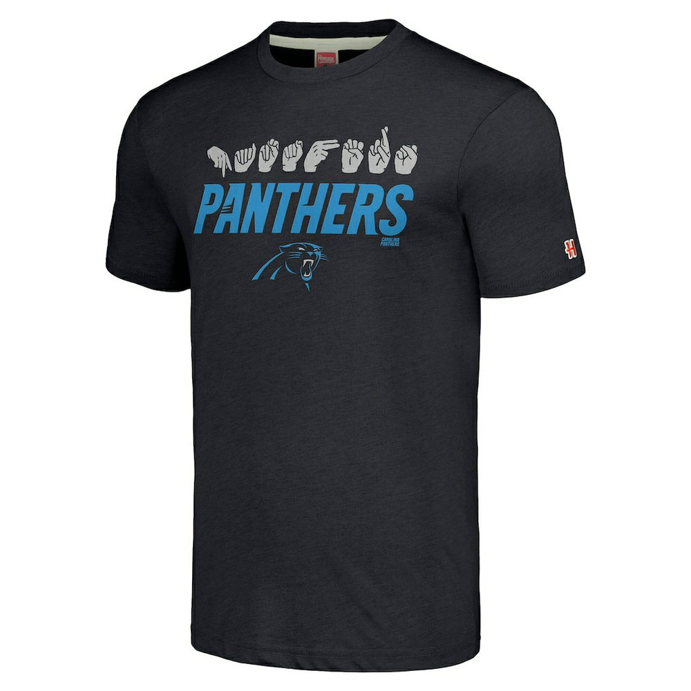 Carolina Panthers  Homage Unisex The NFL ASL Collection by Love Sign American Sign Language T-Shirt