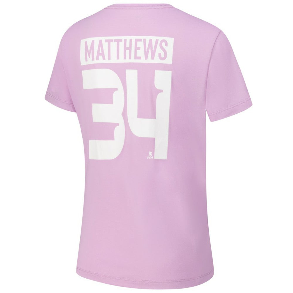 Auston Matthews Toronto Maple Leafs Levelwear Women's Hockey Fights Cancer Anthem Name & Number T-Shirt On Sale