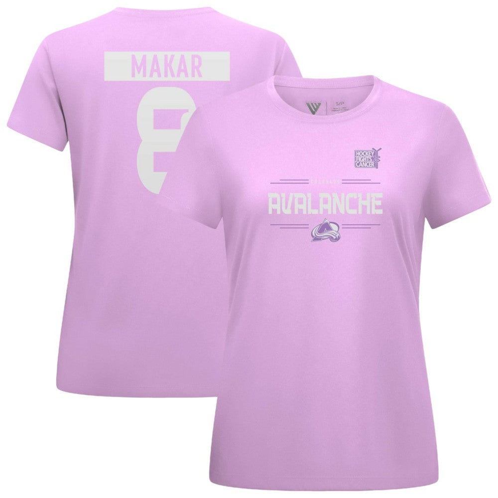 Cale Makar Colorado Avalanche Levelwear Women's Hockey Fights Cancer Anthem Name & Number T-Shirt Online