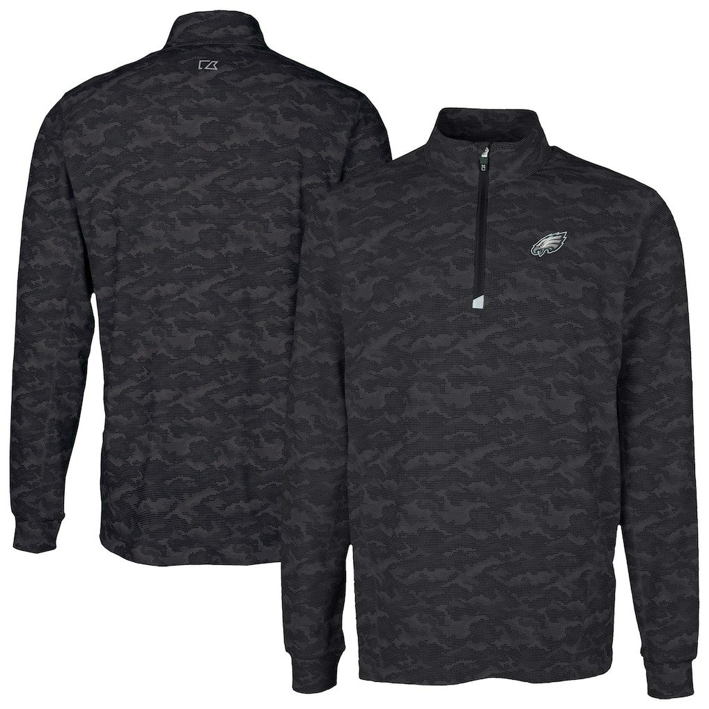 Philadelphia Eagles  Cutter & Buck Traverse Camo Print Stretch Quarter-Zip Top