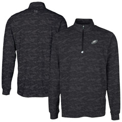 Philadelphia Eagles  Cutter & Buck Traverse Camo Print Stretch Quarter-Zip Top
