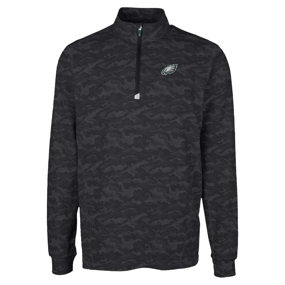 Philadelphia Eagles  Cutter & Buck Traverse Camo Print Stretch Quarter-Zip Top