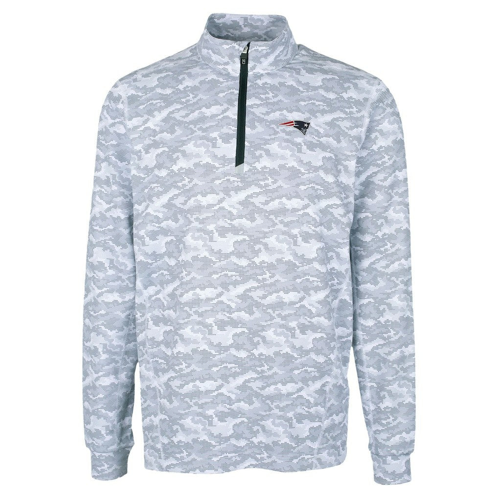New England Patriots  Cutter & Buck Traverse Camo Print Stretch Quarter-Zip Top