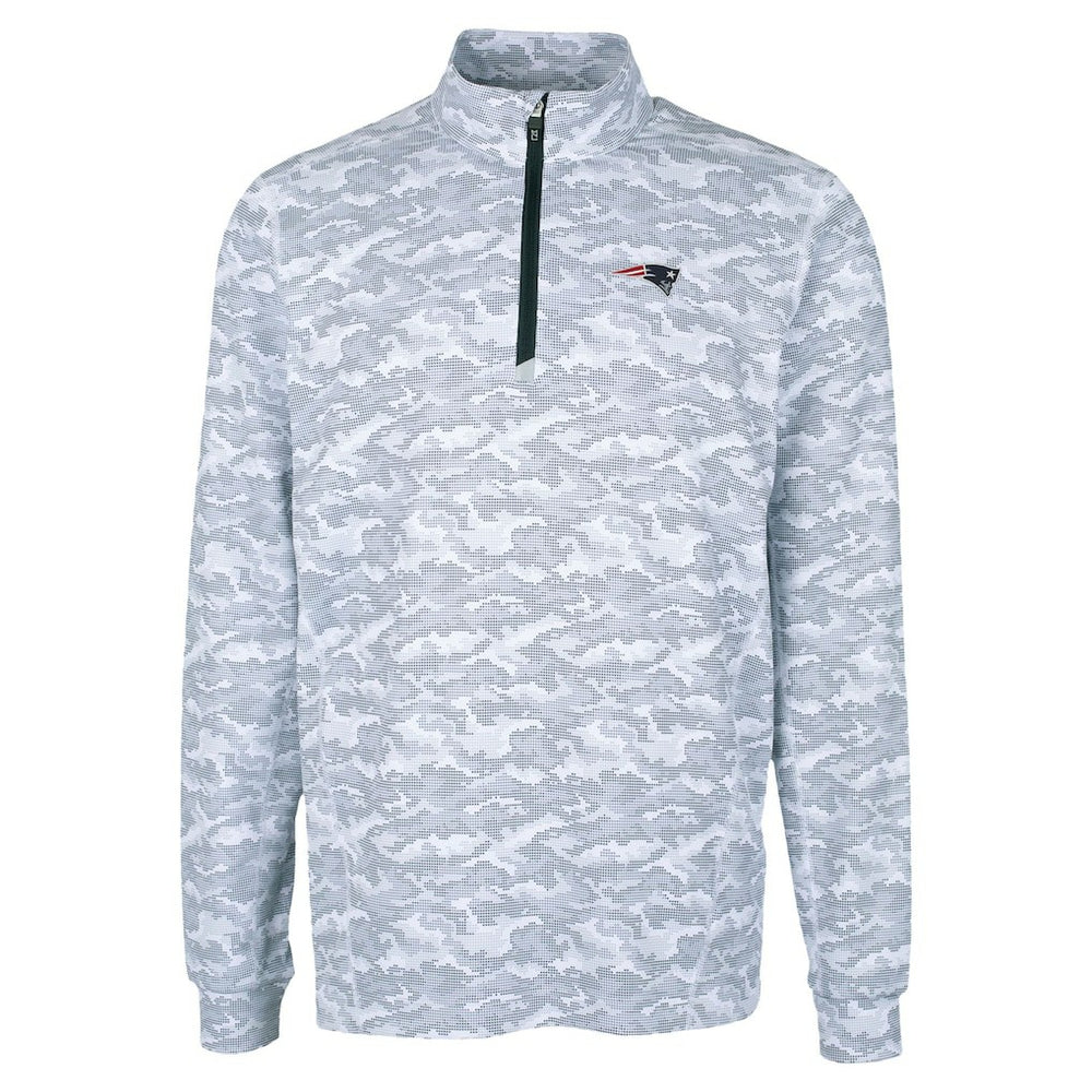 New England Patriots  Cutter & Buck Traverse Camo Print Stretch Quarter-Zip Top