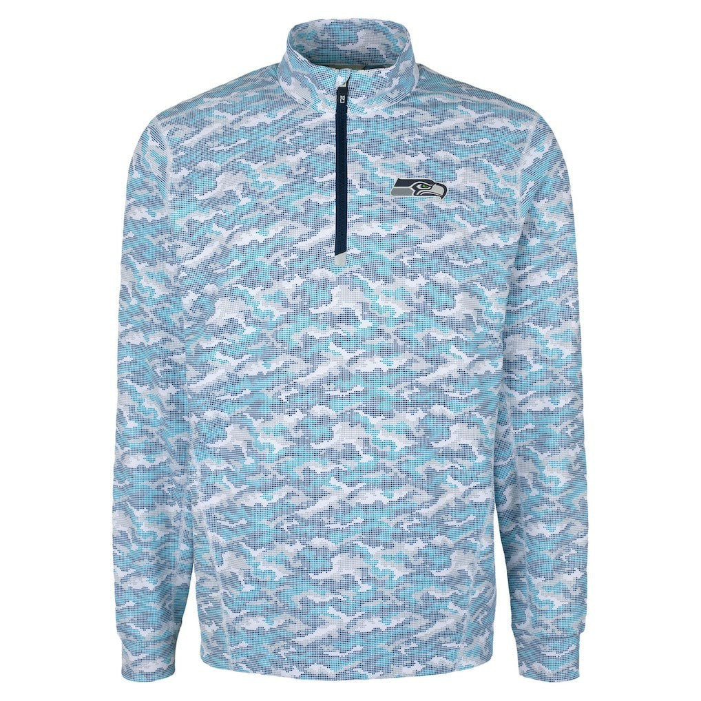 Seattle Seahawks  Cutter & Buck Traverse Camo Print Stretch Quarter-Zip Top