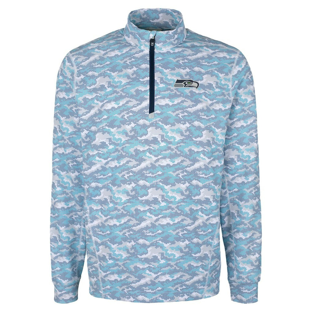 Seattle Seahawks  Cutter & Buck Traverse Camo Print Stretch Quarter-Zip Top