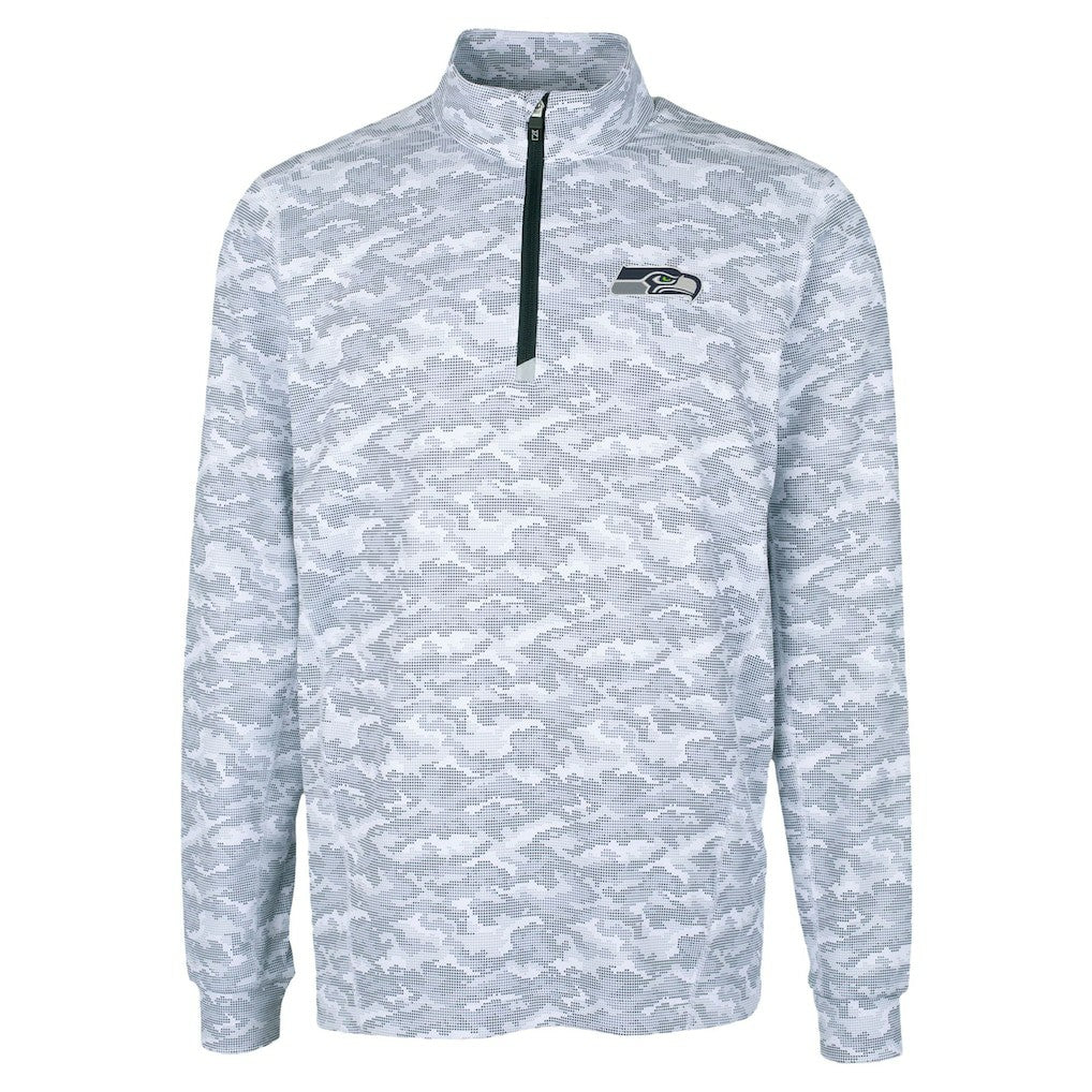 Seattle Seahawks  Cutter & Buck Traverse Camo Print Stretch Quarter-Zip Top