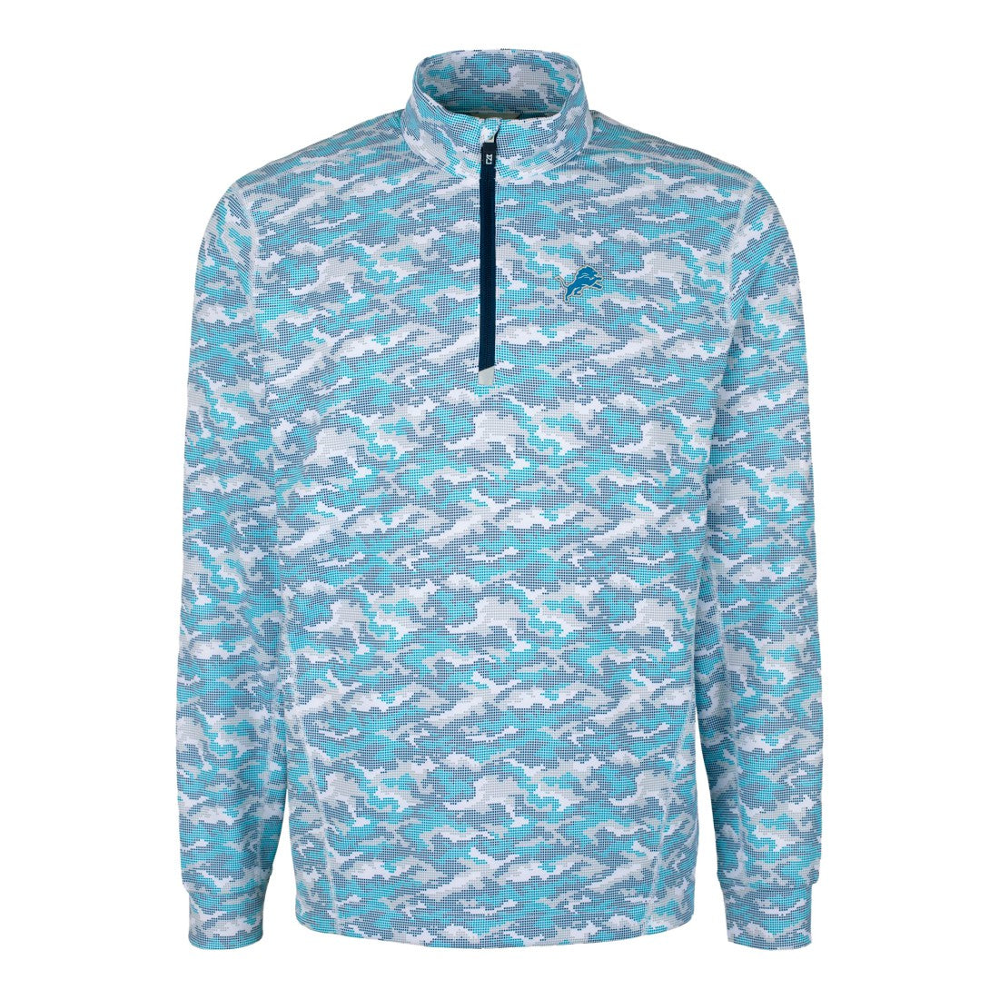 Detroit Lions  Cutter & Buck Traverse Camo Print Stretch Quarter-Zip Pullover Top
