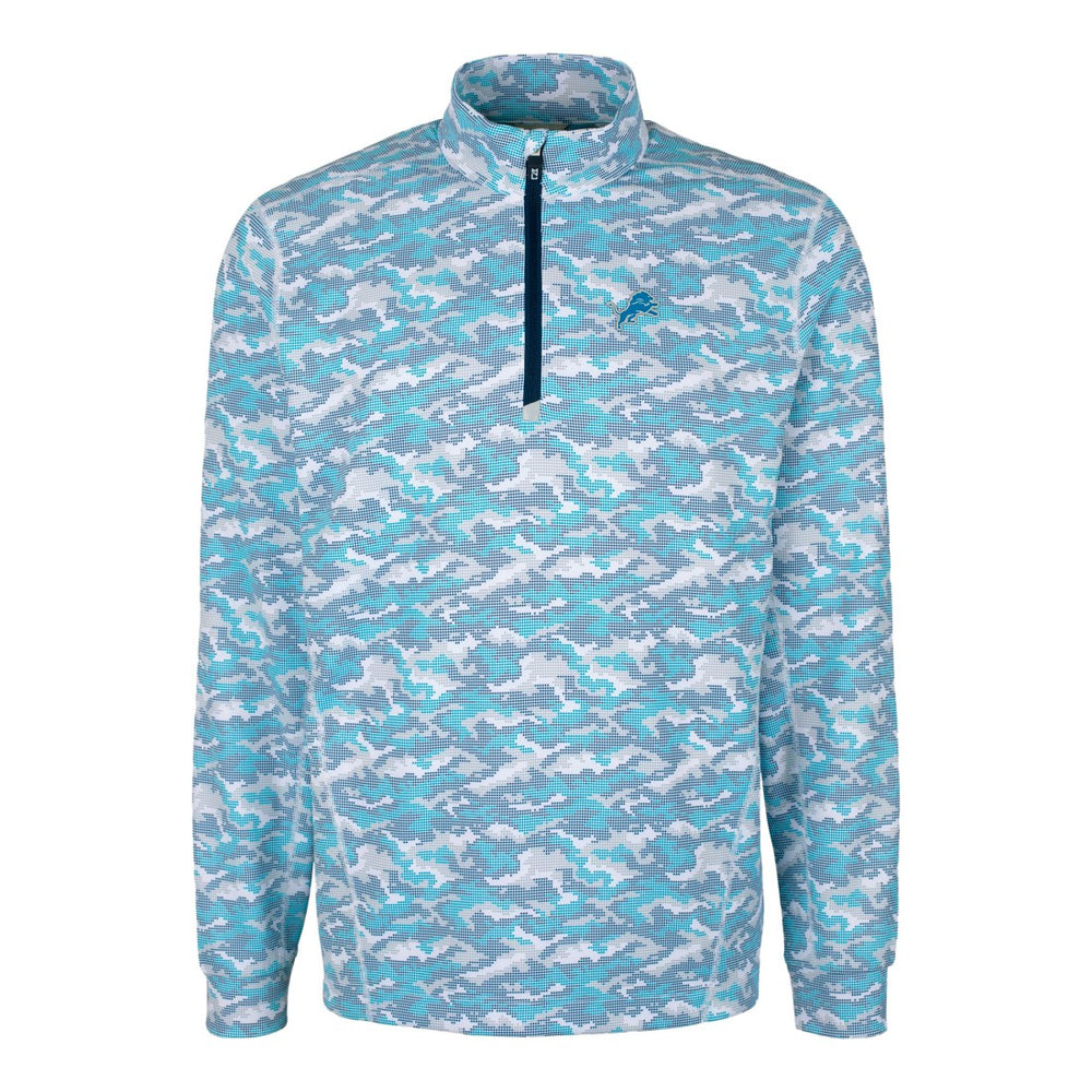 Detroit Lions  Cutter & Buck Traverse Camo Print Stretch Quarter-Zip Pullover Top