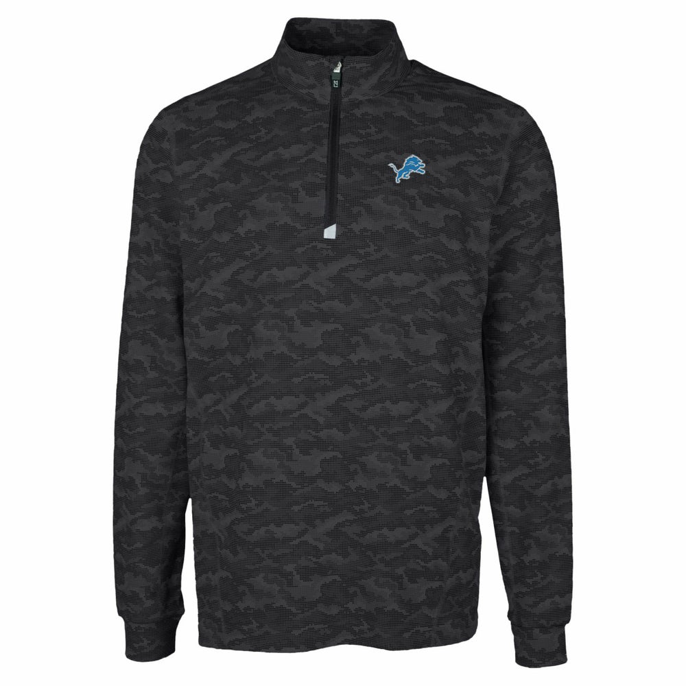 Detroit Lions  Cutter & Buck Traverse Camo Print Stretch Quarter-Zip Top