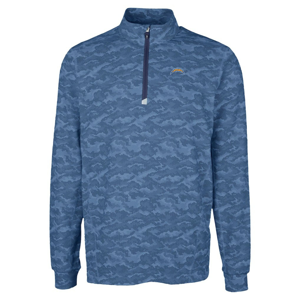 Los Angeles Chargers  Cutter & Buck Traverse Camo Print Stretch Quarter-Zip Top